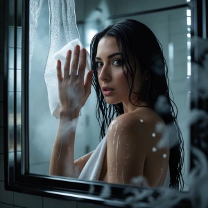 A cinematic close-up of Dahlia Valentina ( fit tall supple well...