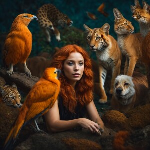 Photorealistic image. High resolution. Light ginger haired femal...