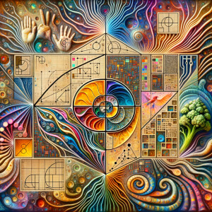 The golden ratio, Minimalist art Circuit, boards, circuitry, diagrams Cellular structures, DNA, circuit boards, colorful wires,  asian and Egyptian  graffiti, lie detector graphs, cardio, printout , branches infinity sign, cave, Art, handprints, distant birds flying, flowering vines, abstract, painting, Broccoli Fibonacci sequence