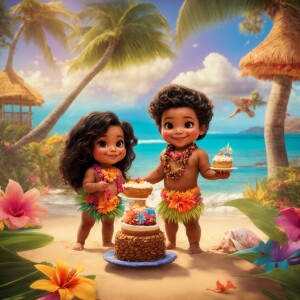 Create a whimsical and playful cartoon scene featuring Baby Moan...