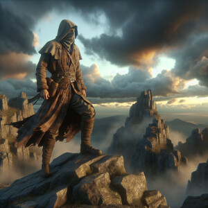 "Create an evocative image of a solitary figure standing resilie...