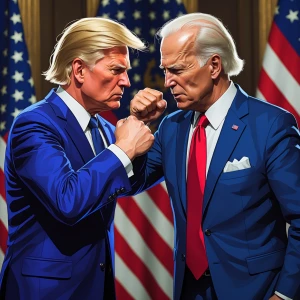 Cpt. Trump fighting with Biden in GTA art style