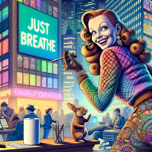 "A cheeky, cartoon-style anthropomorphic female elephant with cu...