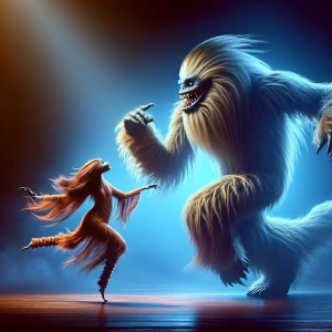 photorealistic. Full body shot. King Kong with big teeth, long f...