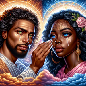Ensure that the image distinctly represents both Jesus Christ an...