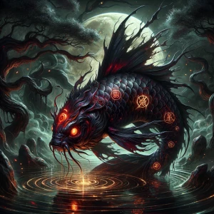 **Prompt for a Demonic Koi Fish:**

"Create a dark and mystical...