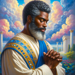 Oil painting of an African-American man resembling Jesus Christ,...