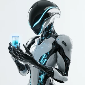 A futuristic alien hybrid designed for a sleek, sci-fi advertise...