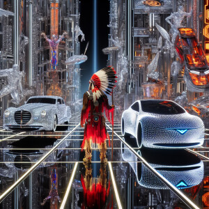 American Indian warrior red and black fighting time