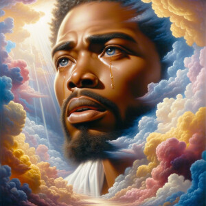 Create a 3-D realistic oil, painting light skin
African-America...