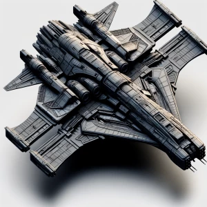 Create a black rectangular spaceship with wings. Separate the sh...