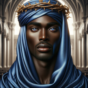 A hyper-realistic image of an African-American Jesus Christ, ser...