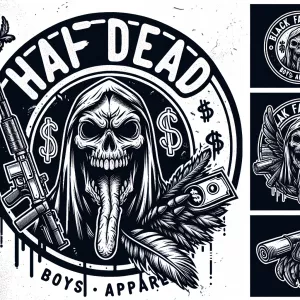 Design a bold circular and edgy logo with and the name ('HALF DE...