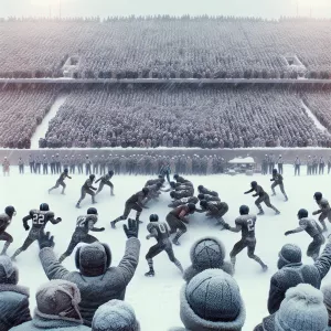 Army-Navy 2024 Snow Football Game: Depict a competitive scene wi...
