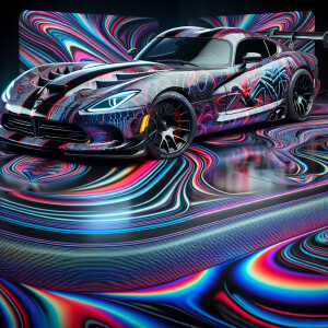 Design an 8K UHD hyper-realistic image depicting a Dodge Viper c...