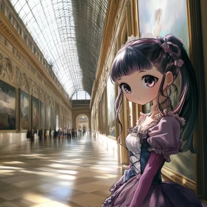 anime girl in Louvre
