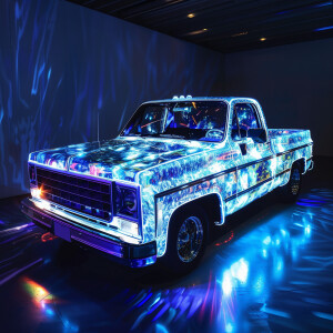 1983 C10 truck  with UV-reflective iridescence, evoking a sense...