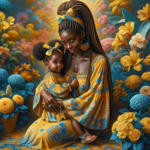A tender depiction of a Bohemian mother with her child, both sty...
