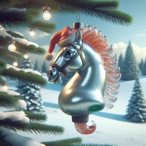 Photorealistic A photo of a 1950s kitschy blown glass Christmas...