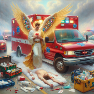 Create a realistic 3D oil painting depicting a scene of emergenc...