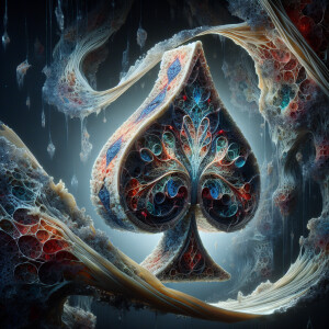 the abyss, cracked ruptured broken coral sculpture of an ace pla...