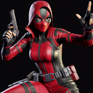 Refined Prompt: "Create an image of Lady Deadpool, a female vers...
