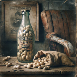 An old worn image  of a 1915 Bottle of soda inside the bottle ar...