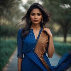 beautiful Indian woman with deep blue eyes in her mid-twenties w...