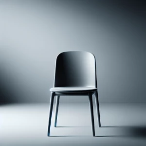 A lone chair with clean, sharp lines set against a seamless back...