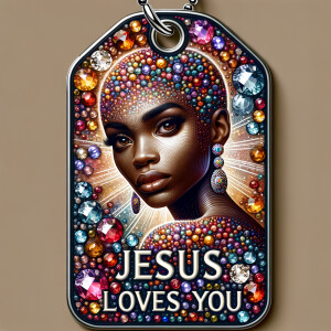 Redesign the tag to feature an African-American woman with a sty...