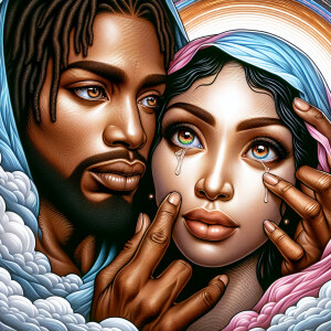 Ensure that the image distinctly represents both Jesus Christ an...