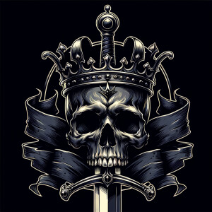 Sword skull black crown logo