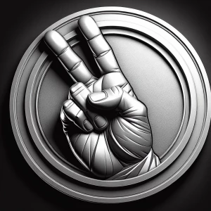 Design a high-contrast grayscale 3d bas relief of a hand flashin...