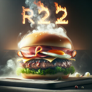 Design a trendy logo featuring a foam hamburger with the letters...