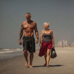 Hyperrealism  painting .a muscular sweaty criminal  man walking...