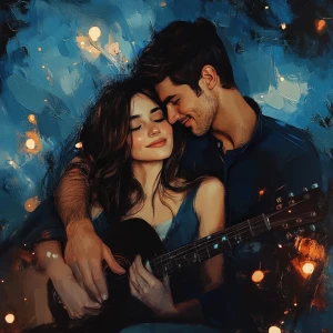 Love music cover, happines, couple, aesthetic