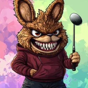 Stylized character portrait of a mischievous designer toy creat...