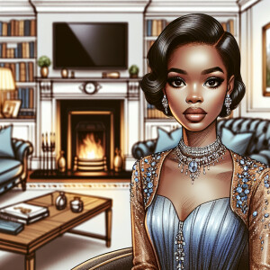 Create a horizontal portrait of a light-skinned African-American...