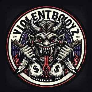 Create a bold logo featuring a menacing creature with sharp feat...