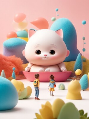 cute Avatar in 3D Pixar style, cute, chubby, white background