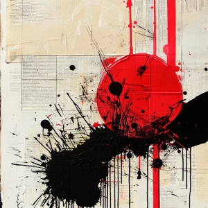 typographic collage with newspapers, ink splashes and abstract f...