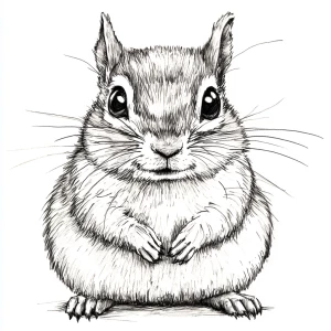A cute chipmunk facing forward with expressive eyes, full body,...