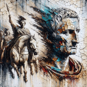 Reference "The Triumphs of Caesar paintings" Craft an abstract p...