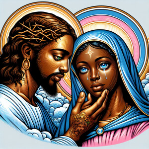 Ensure that the image distinctly represents both Jesus Christ an...