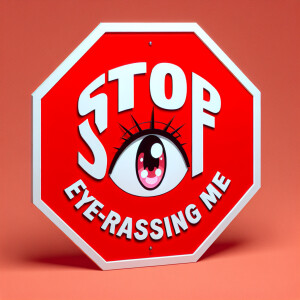 Design a stop sign with an eye and the words 'Stop eye-rassing m...