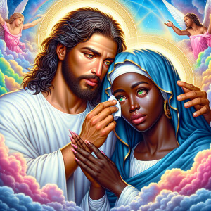 Ensure that the image distinctly represents both Jesus Christ an...