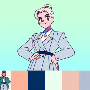 1990s anime screencap, girl a plugsuit, standing with hands on h...