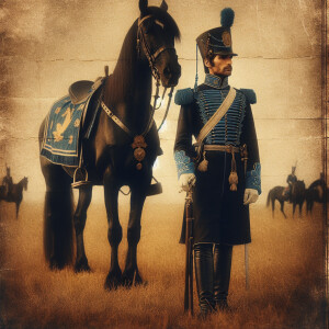 An ultra definition photograph  of a soldier in the Calvary offi...