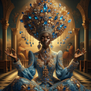 Create an illustration that embodies spirituality and a deep con...