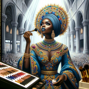 Create an airbrush oil painting of an African American woman wit...